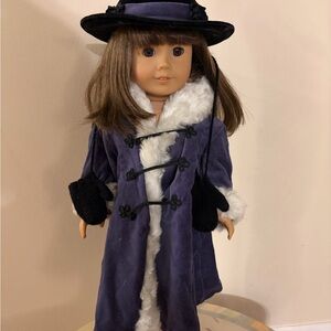 Purple Doll Coat with Hat and Mittens